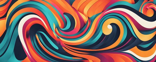 Abstract organic shapes converge in a kaleidoscope of vibrant colors in a minimalist design, AI