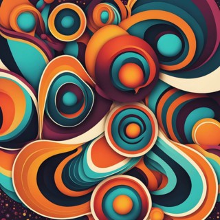 Abstract organic shapes converge in a kaleidoscope of vibrant colors in a minimalist design, AI