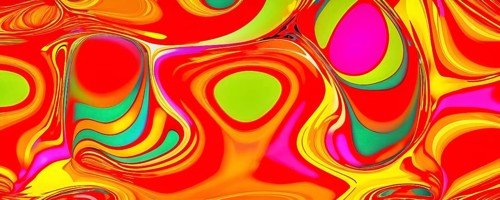 Abstract organic shapes converge in a kaleidoscope of vibrant colors in a minimalist design, AI