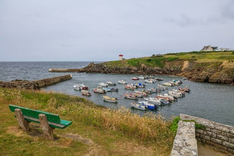 Natural harbour Port de Pors Poulhan, Plouhinec, department Finistere Penn ar Bed, region Bretagne