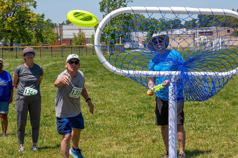 Detroit, Michigan, The Frisbee Toss at the Detroit Senior Olympics. The three-day competition for
