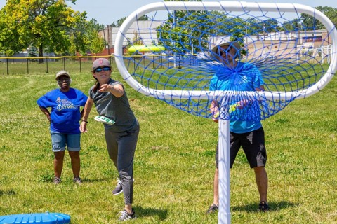 Detroit, Michigan, The Frisbee Toss at the Detroit Senior Olympics. The three-day competition for