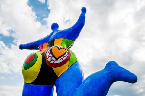 Würth Museum 2, Sculpture Blue Nana by Niki de Saint Phalle, Gaisbach, Künzelsau,