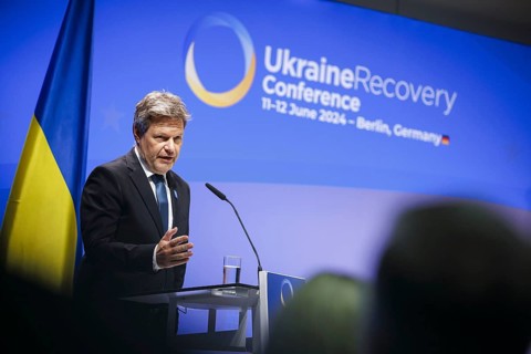 Ukraine Recovery Conference URC in Berlin. Robert Habeck (Alliance 90/The Greens), Federal Minister