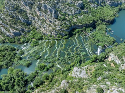 Roski Slap waterfall, cascades, Krka National Park, Dalmatia, Croatia, Europe