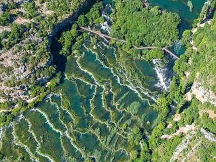 Roski Slap waterfall, cascades, Krka National Park, Dalmatia, Croatia, Europe