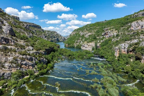 Roski Slap waterfall, cascades, Krka National Park, Dalmatia, Croatia, Europe