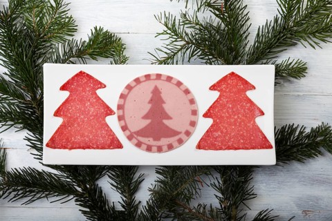 Sausage slices with tree shapes