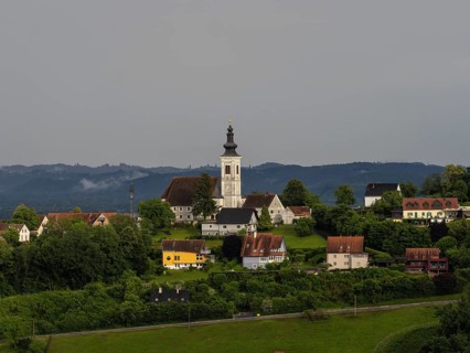 Frauenberg pilgrimage church in the evening light, Frauenberg, near Leibnitz, Styria, Austria,