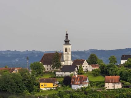 Frauenberg pilgrimage church in the evening light, Frauenberg, near Leibnitz, Styria, Austria,