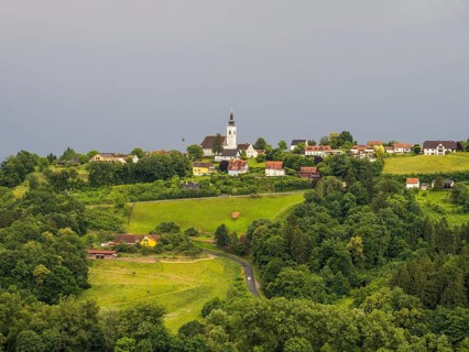 Frauenberg pilgrimage church in the evening light, near Leibnitz, Styria, Austria, Europe
