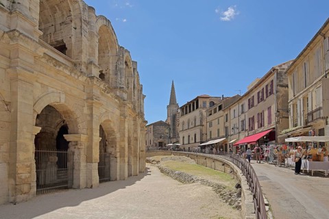 Rond-Point des Arènes with amphitheatre and Palais de Luppé, Tower, Collège Saint-Charles, College,