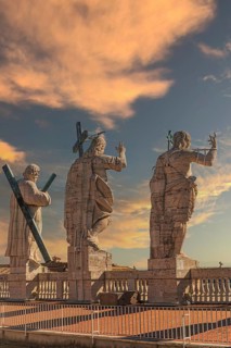 Statues of the Saints at sunset overlkooking St. Peter's Square
