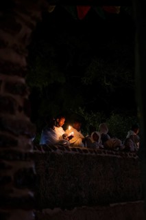 People gathering at Timkat festival at Fasilides Bath in Gondar, Ethiopia, Africa