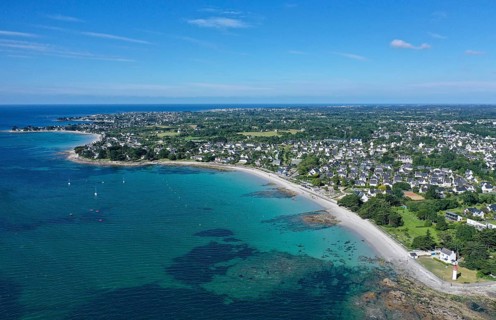 Aerial view of the coast of Loctudy, Finistere Penn ar Bed department, Brittany Breizh region,