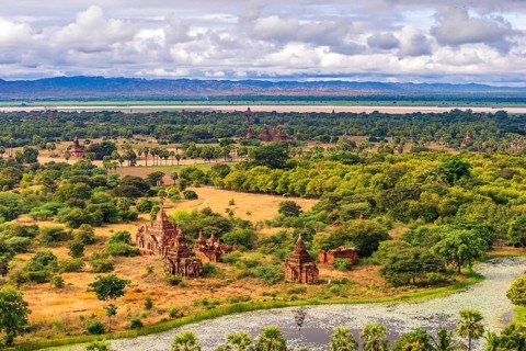The old ruins in the landscape of Bagan