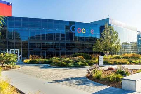 The Google logo seen at Google Headquarters