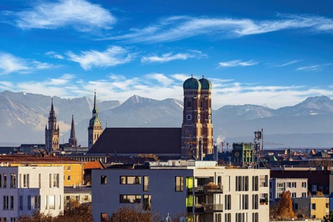 Famous Frauenkirche Landmark on a day with Foehn winds
