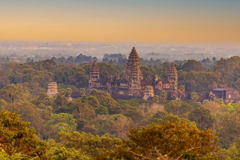 Angkor Wat temple surrounded by Jungle