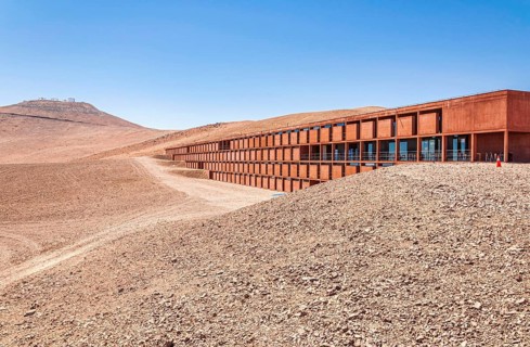 External view of the base camp La Residenzia, where the astronomers rest