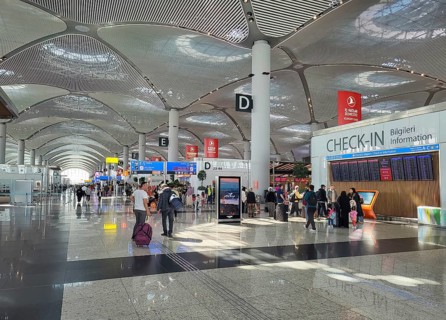 Check In area of Istanbul Ataturk Airport in Istanbul, Turkey, Asia