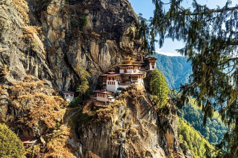 View of Taktshang Monastery on the mountain in Paro, Bhutan, Asia