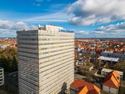 Aerial view of the Leibnitz University and the Max Planck Institute of Gravitational Physics