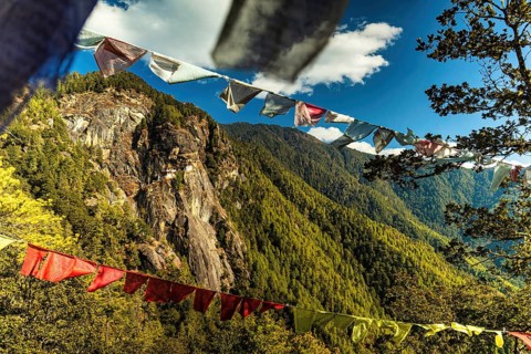 View of Taktshang Monastery on the mountain in Paro, Bhutan, Asia