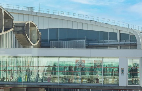 Plane boarding at french airport CDG