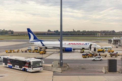 Turkish Anadolu Jet parking at Vienna Schwechat Airport