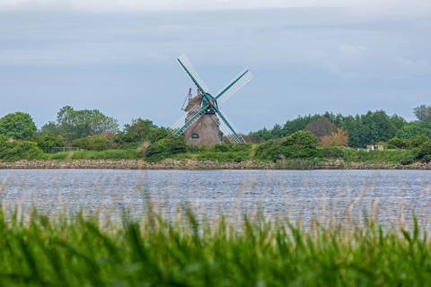 Charlotte windmill, sea, Baltic Sea, Geltinger Birk, Geltinger Bucht, Nieby, Schleswig-Holstein,