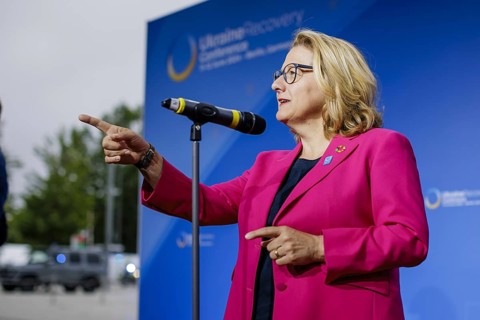 Ukraine Recovery Conference URC. Svenja Schulze (SPD), Federal Minister for Economic Cooperation
