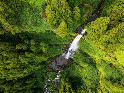 Waterfall Cascata do Grena near Furnas on the Azores