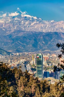 Skyline of Santiago de Chile with modern office buildings in 2010