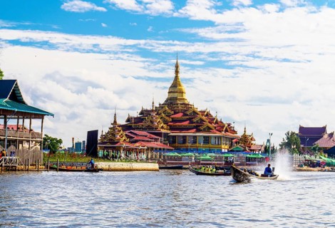 Pagoda at Inle lake in Myanmar