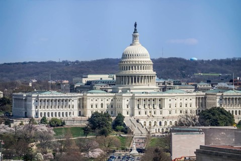 The United States Capitol Building on a sunny day