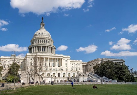The United States Capitol Building on a sunny day