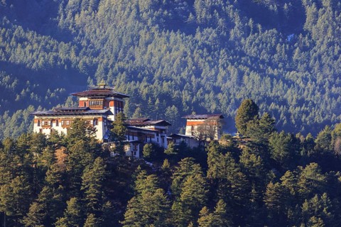 Bumthang Dzong on a cold winter day