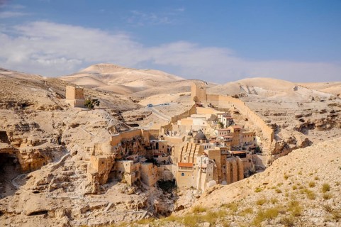 Looking at the greek orthodox Mar Sabas monastery from the opposite side of the Kidron Valley