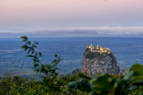 Taung Kalat Monastery on Mt. Popa seen from another hill