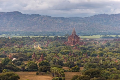 Pagodas and spires of the temples of the World Heritage at Bagan, Maynmar