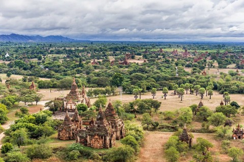 Pagodas and spires of the temples of the World Heritage at Bagan, Maynmar