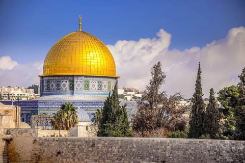 Dome of the Rock above the Western Wall Plaza