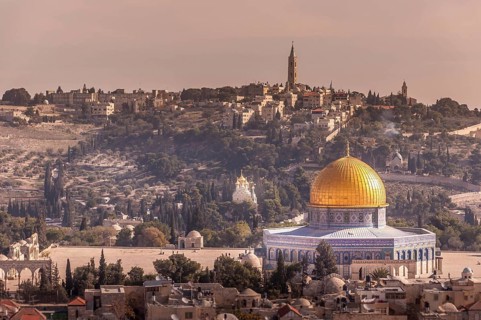 Dome of the Rock with the Mount of Olives in the background