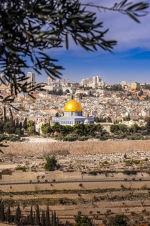 The dome of the Rock shines on the temple mount