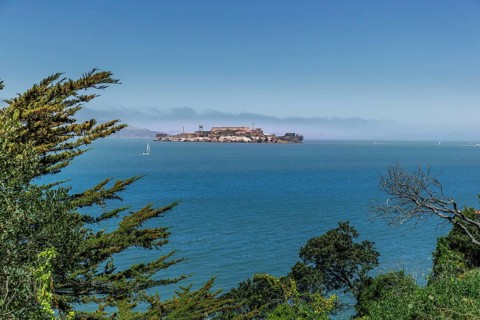 The prison and island of Alcatraz in San Francisco Bay