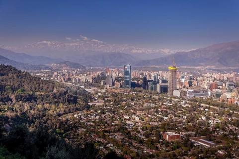 Santiago de Chile on a sunny day with blue sky