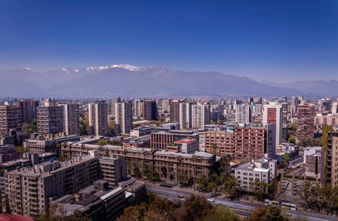 Santiago de Chile on a sunny day with blue sky