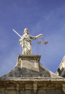 Statue of Lady Justice at Dublin Castle in Dublin