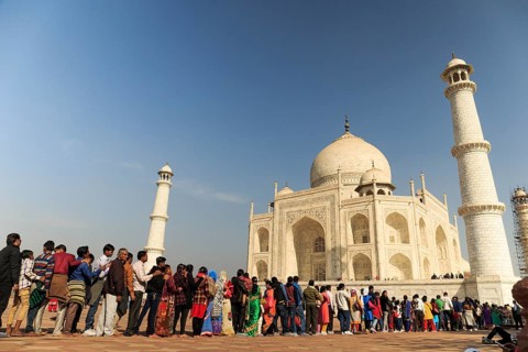 The Taj Mahal in Agra, India is the most visited landmark in India